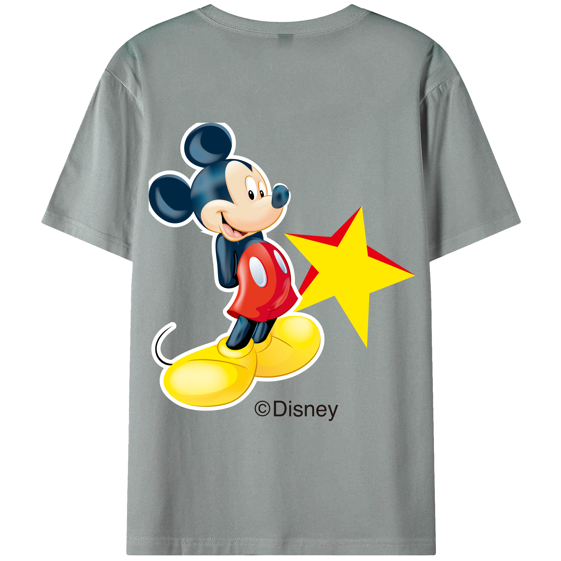 ミッキーマウス Mickey Mouse 綿100％ メンズ半袖Tシャツ（バックプリント） 通気性